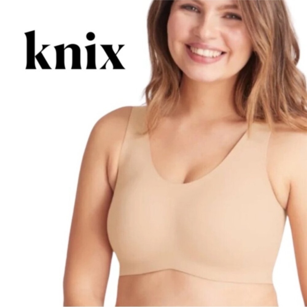 Knix Luxe Lift Wireless Seamless Pullover Beige Nude Bra Sz XL Scoop Neck